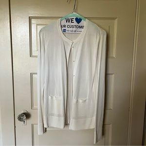 Akris Punto cream white accordion pleat cardigan sweater